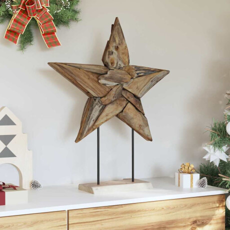vidaXL Kerstster Bruin 59,5 x 18 x 74 cm Massief Teakhout afbeelding3 - 1