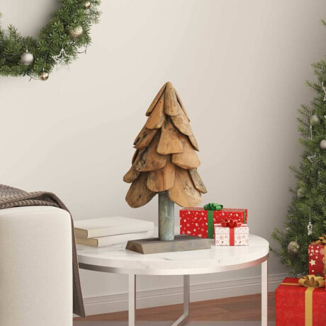 vidaXL Kerstboom met standaard Bruin 61 cm Massief teakhout afbeelding3 - 1