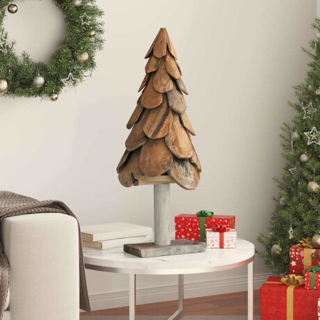 vidaXL Kerstboom met standaard Bruin 91 cm Massief teakhout afbeelding3 - 1