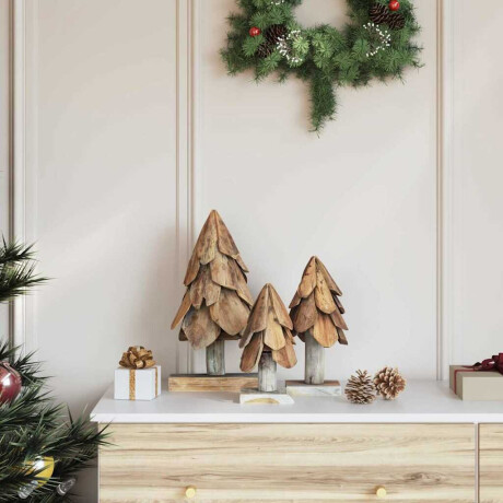 vidaXL Kerstboom met standaard 3 pcs Bruin Massief teakhout afbeelding3 - 1