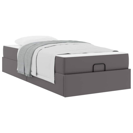 vidaXL Bedframe met matras met matras Grijs 100 x 200 cm Kunstleer afbeelding3 - 1