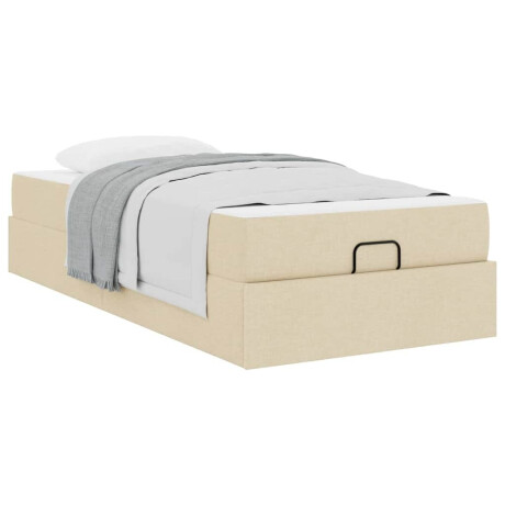 vidaXL Bedframe met matras 2 pcs Crème Stof afbeelding3 - 1