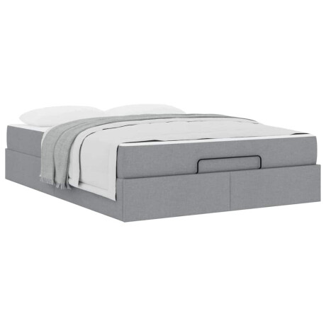 vidaXL Bedframe met matras 2 pcs Lichtgrijs Stof afbeelding3 - 1