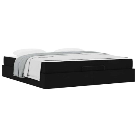 vidaXL Bedframe met matras 2 pcs Zwart Stof afbeelding3 - 1