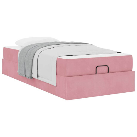 vidaXL Bedframe met matras met opslag Roze 100 x 200 cm Fluweel afbeelding3 - 1