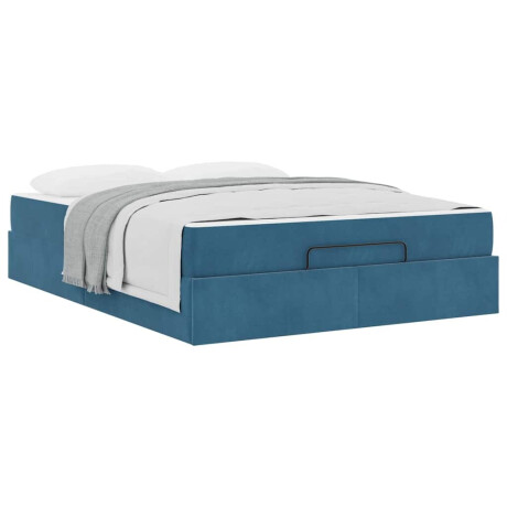 vidaXL Bedframe met matras 2 pcs Blauw Fluweel afbeelding3 - 1