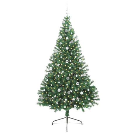 vidaXL Kunstmatig Voorverlicht Kerstboom met 300 LED Groen 240 cm PVC afbeelding3 - 1