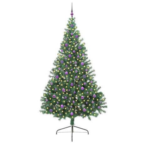vidaXL Kunstmatig Voorverlicht Kerstboom met 300 LED Groen 240 cm PVC afbeelding3 - 1