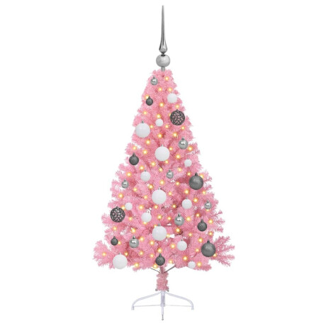 vidaXL Kunstmatig Voorverlicht Kerstboom met 150 LED Roze 120 cm PVC afbeelding3 - 1