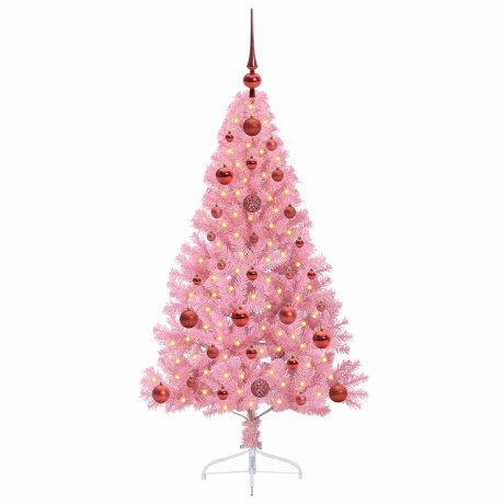 vidaXL Kunstmatig Voorverlicht Kerstboom met 150 LED Roze 120 cm PVC afbeelding3 - 1