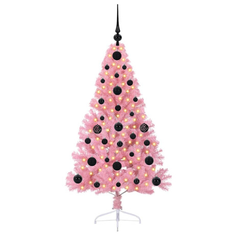 vidaXL Kunstmatig Voorverlicht Kerstboom met 150 LED Roze 120 cm PVC afbeelding3 - 1