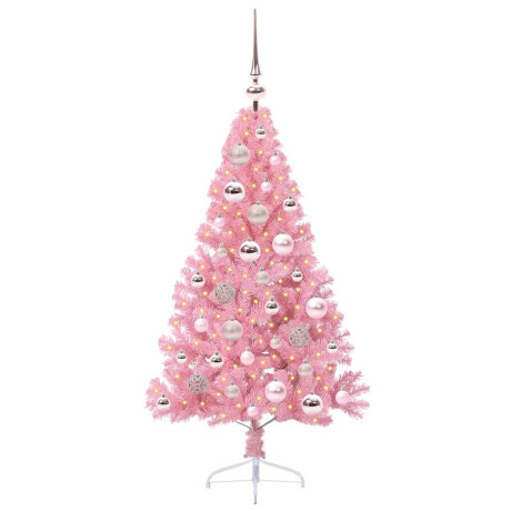 vidaXL Kunstmatig Voorverlicht Kerstboom met 150 LED Roze 120 cm PVC afbeelding3 - 1
