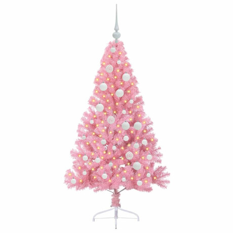 vidaXL Kunstmatig Voorverlicht Kerstboom met 150 LED Roze 120 cm PVC afbeelding3 - 1