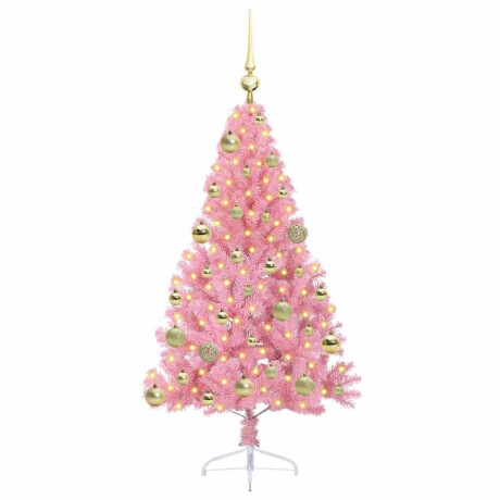 vidaXL Kunstmatig Voorverlicht Kerstboom met 150 LED Roze 120 cm PVC afbeelding3 - 1