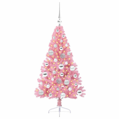 vidaXL Kunstmatig Voorverlicht Kerstboom met 150 LED Roze 120 cm PVC afbeelding3 - 1