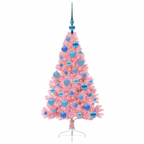 vidaXL Kunstmatig Voorverlicht Kerstboom met 150 LED Roze 120 cm PVC afbeelding3 - 1