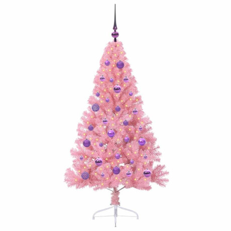 vidaXL Kunstmatig Voorverlicht Kerstboom met 150 LED Roze 150 cm PVC afbeelding3 - 1