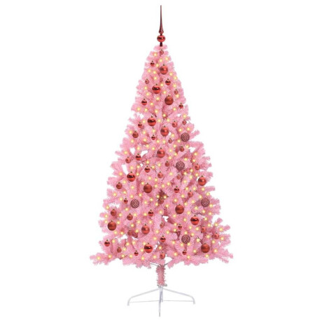 vidaXL Kunstmatig Voorverlicht Kerstboom met 300 LED Roze 180 cm PVC afbeelding3 - 1