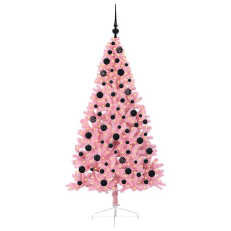 vidaXL Kunstmatig Voorverlicht Kerstboom met 300 LED Roze 180 cm PVC afbeelding3 - 1