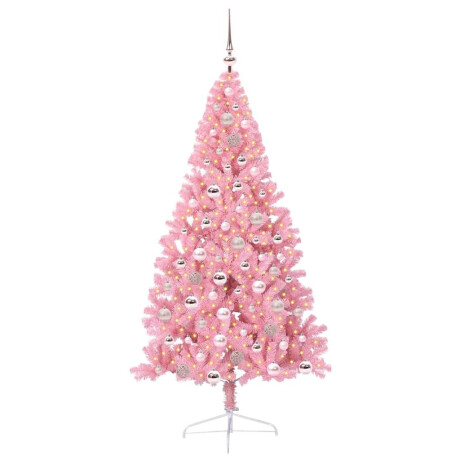 vidaXL Kunstmatig Voorverlicht Kerstboom met 300 LED Roze 180 cm PVC afbeelding3 - 1