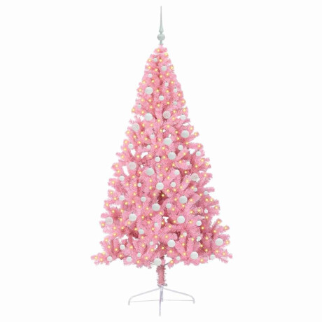 vidaXL Kunstmatig Voorverlicht Kerstboom met 300 LED Roze 180 cm PVC afbeelding3 - 1