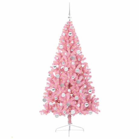vidaXL Kunstmatig Voorverlicht Kerstboom met 300 LED Roze 180 cm PVC afbeelding3 - 1