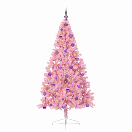 vidaXL Kunstmatig Voorverlicht Kerstboom met 300 LED Roze 180 cm PVC afbeelding3 - 1