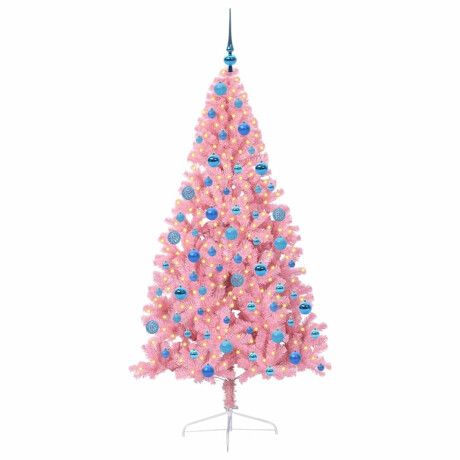 vidaXL Kunstmatig Voorverlicht Kerstboom met 300 LED Roze 180 cm PVC afbeelding3 - 1