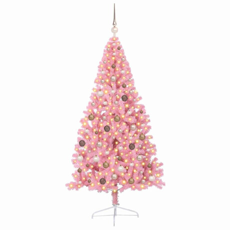 vidaXL Kunst Kerstboom met verlichting met 300 LED Roze 210 cm PVC afbeelding3 - 1