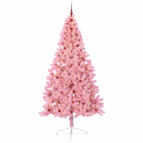 vidaXL Kunstmatig Voorverlicht Kerstboom met 300 LED Roze 240 cm PVC afbeelding3 - 1