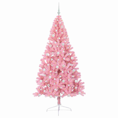 vidaXL Kunstmatig Voorverlicht Kerstboom met 300 LED Roze 240 cm PVC afbeelding3 - 1