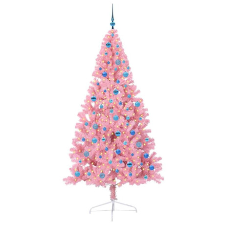 vidaXL Kunstmatig Voorverlicht Kerstboom met 300 LED Roze 240 cm PVC afbeelding3 - 1