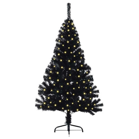 vidaXL Kunstmatig Voorverlicht Kerstboom met 150 LED Zwart 120 cm PVC afbeelding3 - 1