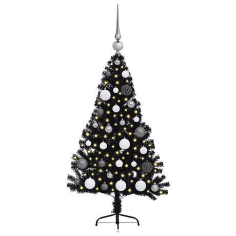 vidaXL Kunstmatig Voorverlicht Kerstboom met 150 LED Zwart 120 cm PVC afbeelding3 - 1