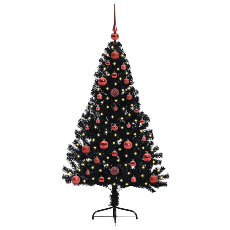 vidaXL Kunstmatig Voorverlicht Kerstboom met 150 LED Zwart 120 cm PVC afbeelding3 - 1