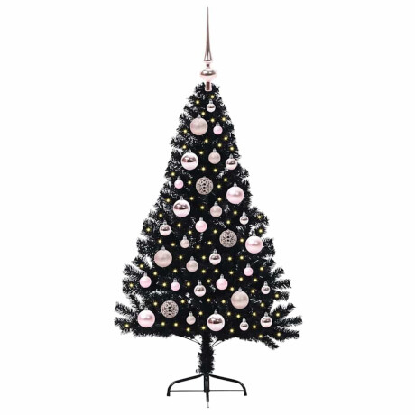 vidaXL Kunstmatig Voorverlicht Kerstboom met 150 LED Zwart 120 cm PVC afbeelding3 - 1