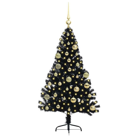 vidaXL Kunstmatig Voorverlicht Kerstboom met 150 LED Zwart 120 cm PVC afbeelding3 - 1