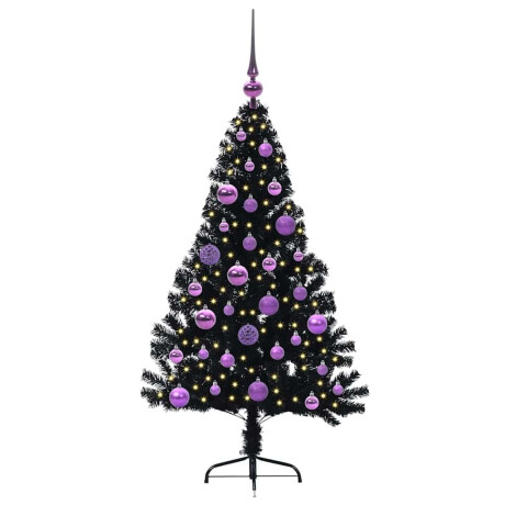 vidaXL Kunstmatig Voorverlicht Kerstboom met 150 LED Zwart 120 cm PVC afbeelding3 - 1