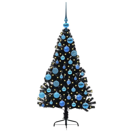 vidaXL Kunstmatig Voorverlicht Kerstboom met 150 LED Zwart 120 cm PVC afbeelding3 - 1