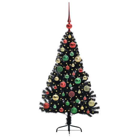 vidaXL Kunstmatig Voorverlicht Kerstboom met 150 LED Zwart 120 cm PVC afbeelding3 - 1