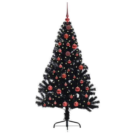 vidaXL Kunstmatig Voorverlicht Kerstboom met 150 LED Zwart 150 cm PVC afbeelding3 - 1