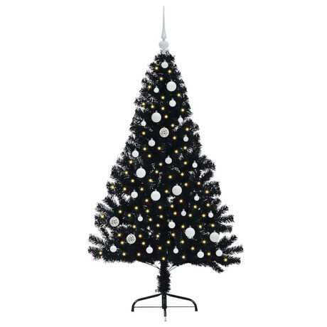 vidaXL Kunstmatig Voorverlicht Kerstboom met 150 LED Zwart 150 cm PVC afbeelding3 - 1