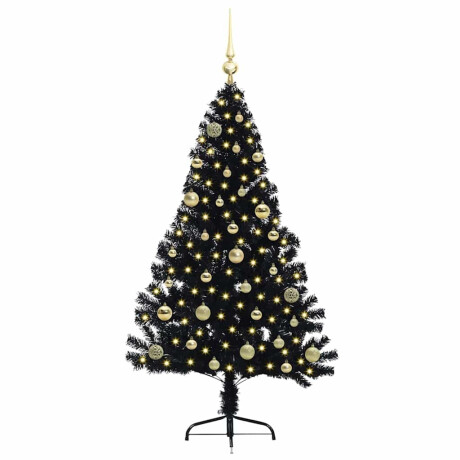 vidaXL Kunstmatig Voorverlicht Kerstboom met 150 LED Zwart 150 cm PVC afbeelding3 - 1