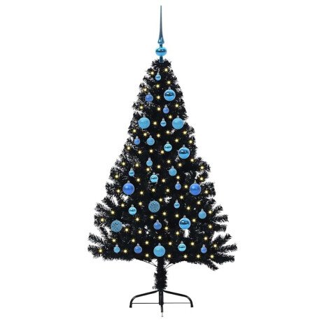 vidaXL Kunstmatig Voorverlicht Kerstboom met 150 LED Zwart 150 cm PVC afbeelding3 - 1