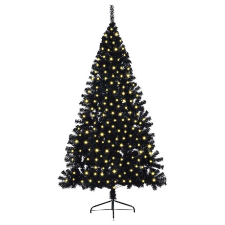 vidaXL Kunstmatig Voorverlicht Kerstboom met 300 LED Zwart 180 cm PVC afbeelding3 - 1