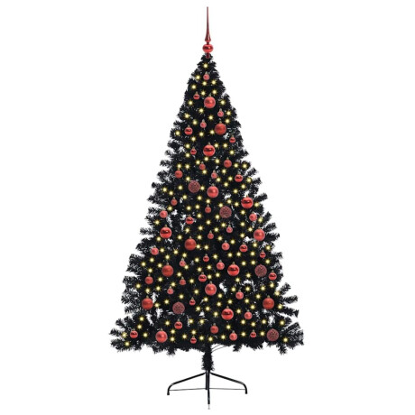 vidaXL Kunstmatig Voorverlicht Kerstboom met 300 LED Zwart 180 cm PVC afbeelding3 - 1
