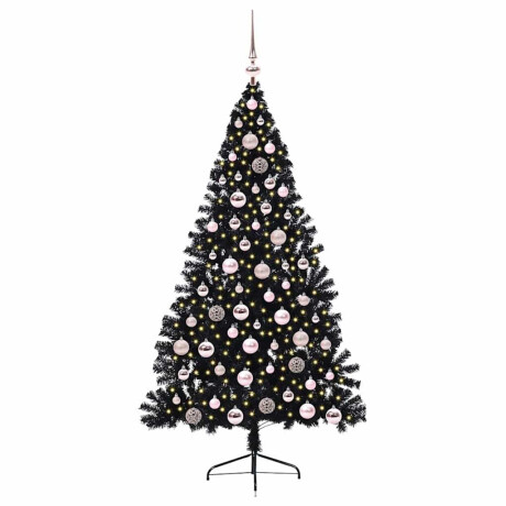 vidaXL Kunstmatig Voorverlicht Kerstboom met 300 LED Zwart 180 cm PVC afbeelding3 - 1