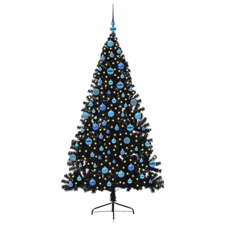 vidaXL Kunstmatig Voorverlicht Kerstboom met 300 LED Zwart 180 cm PVC afbeelding3 - 1