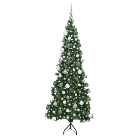 vidaXL Hoek Kunstkerstboom met 300 LED Groen 180 cm PVC en Metaal afbeelding3 - 1