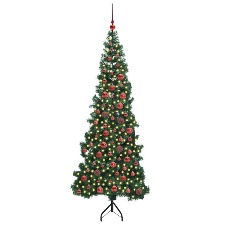 vidaXL Hoek Kunstkerstboom met 300 LED Groen 180 cm PVC en Metaal afbeelding3 - 1